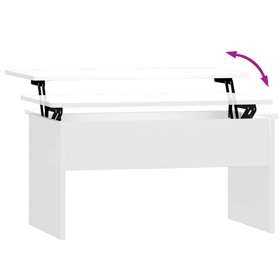 Table basse blanc brillant 80x50,5x41,5 cm bois d'ingénierie - 6