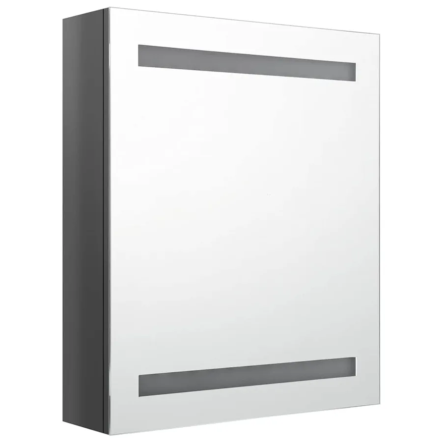 Armoire de salle de bain à miroir LED Gris brillant 50x14x60 cm - 3