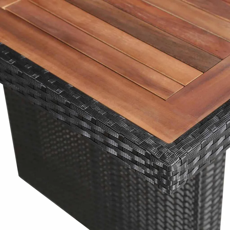 Ensemble à manger d'extérieur 9pcs coussins résine tressée noir - 5