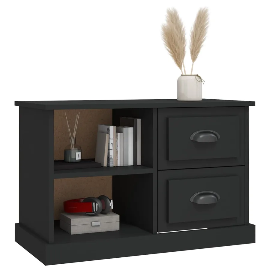 Meuble TV noir 73x35,5x47,5 cm bois d'ingénierie - 4
