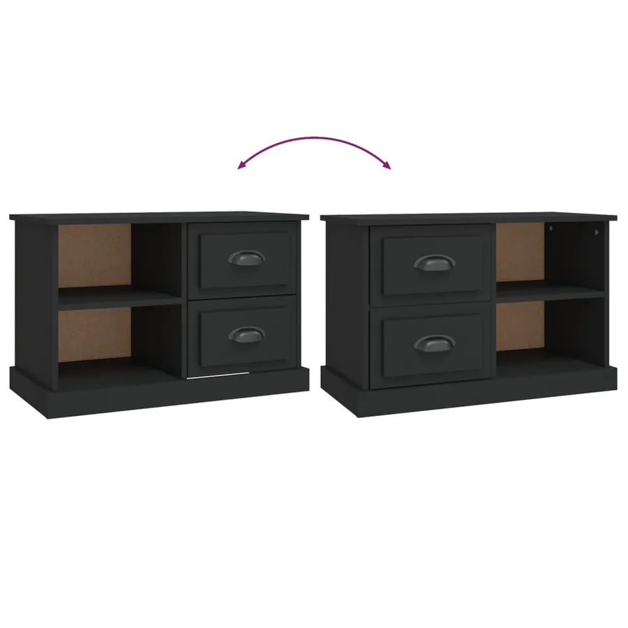 Meuble TV noir 73x35,5x47,5 cm bois d'ingénierie - 9