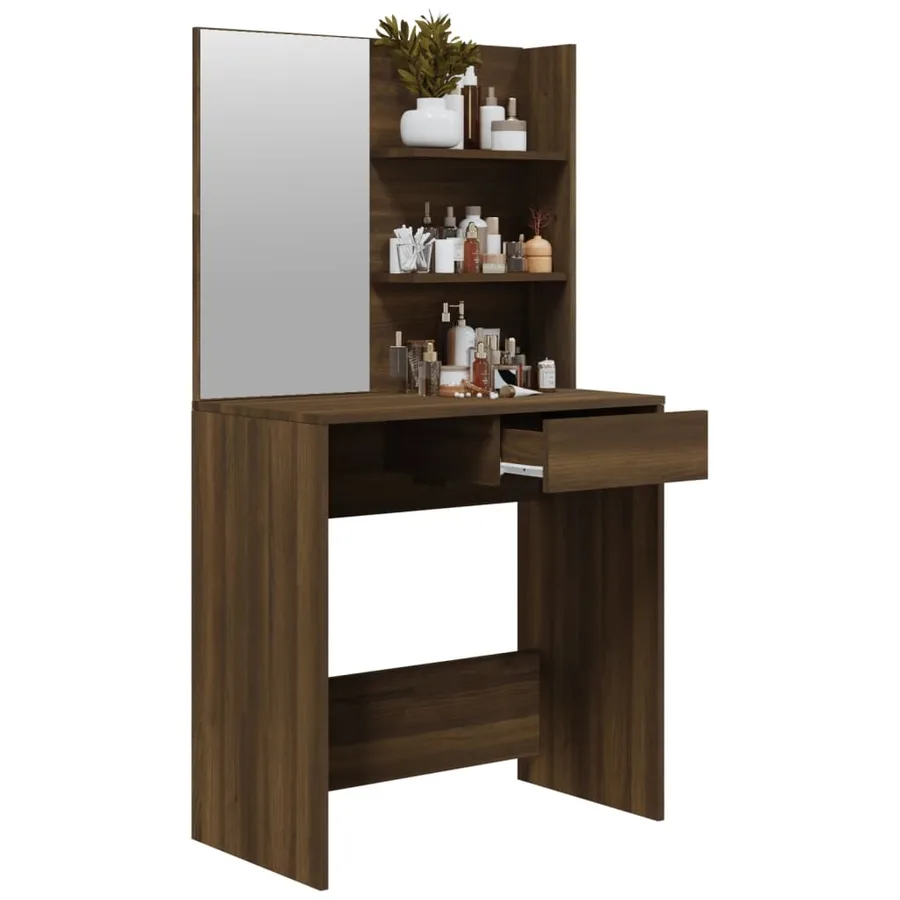 Coiffeuse avec miroir Chêne marron 74,5x40x141 cm - 5