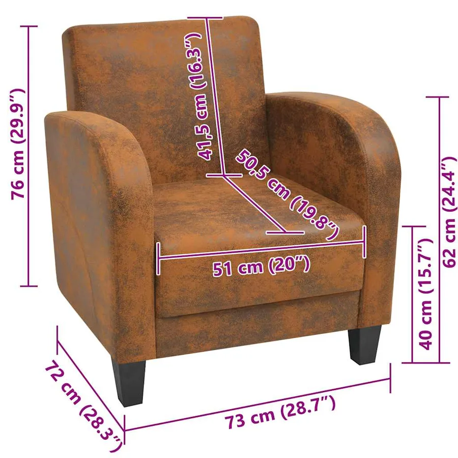 Fauteuil Marron Similicuir daim - 5