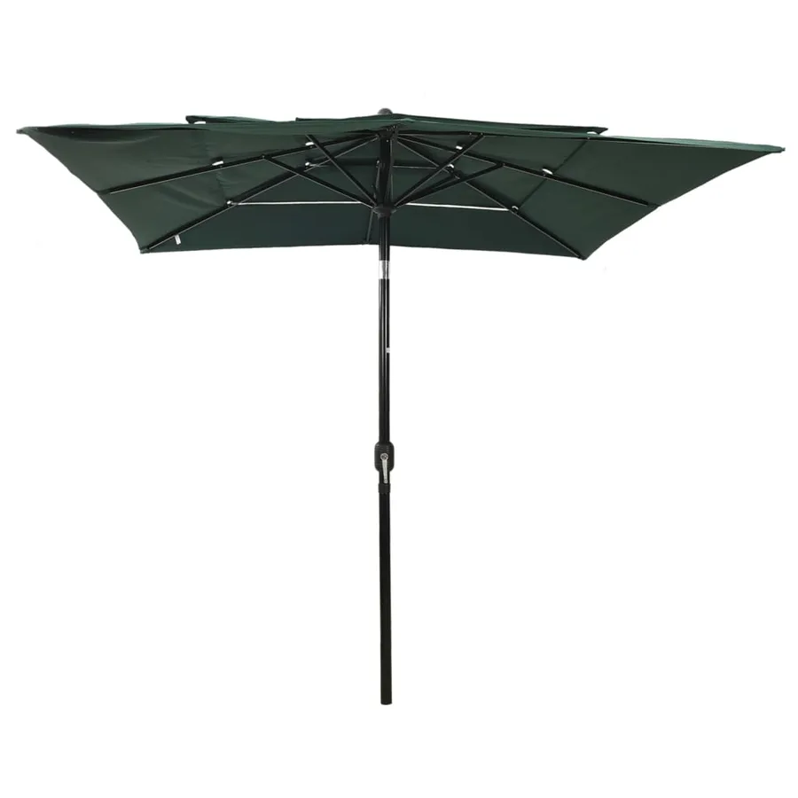 Parasol de jardin à 3 niveaux avec mât en aluminium vert - 2