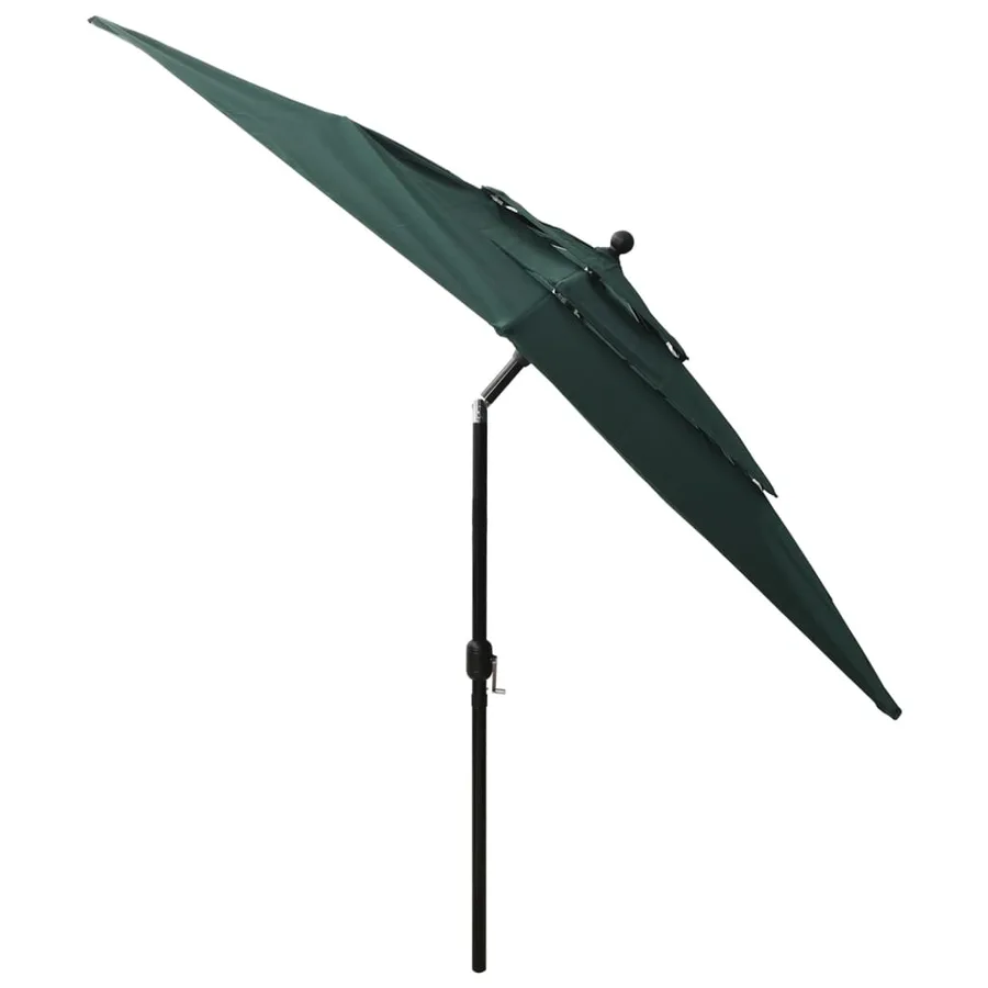 Parasol de jardin à 3 niveaux avec mât en aluminium vert - 4