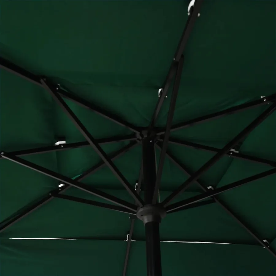 Parasol de jardin à 3 niveaux avec mât en aluminium vert - 5