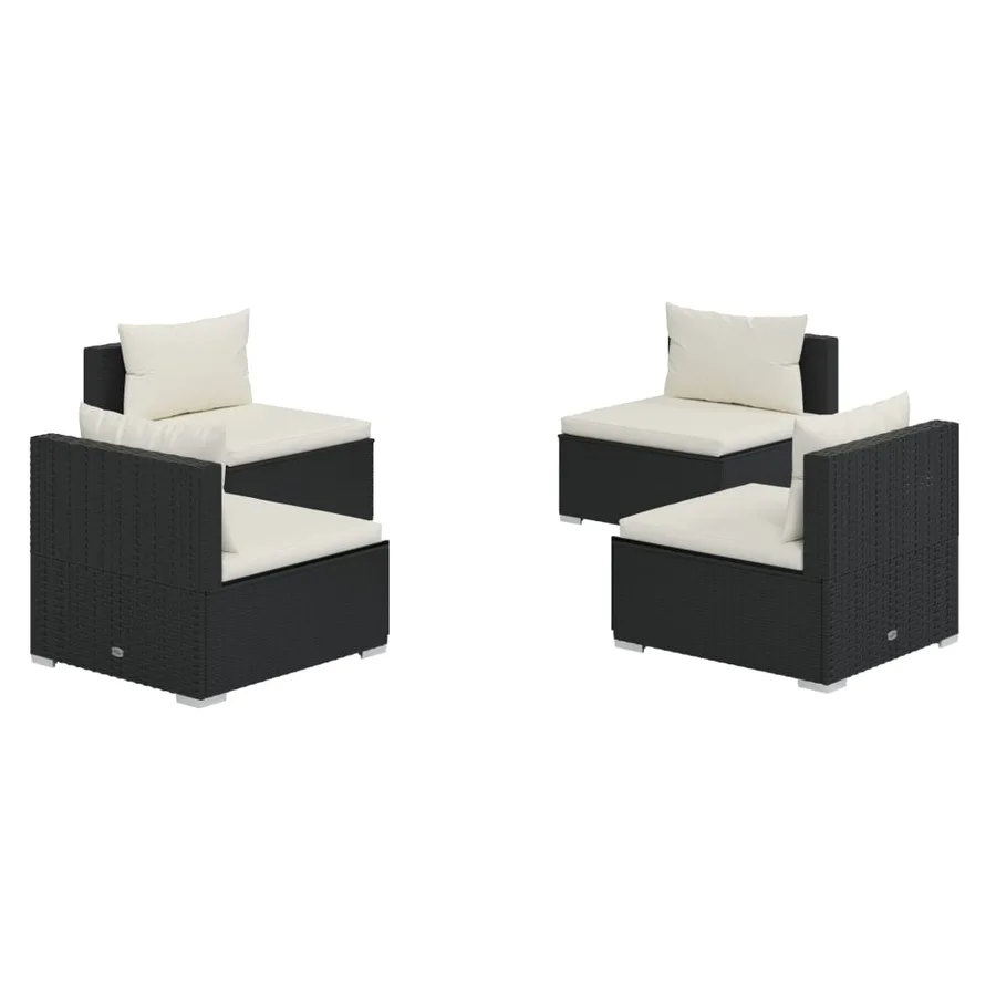 Salon de jardin 4 pcs avec coussins Résine tressée Noir - 2