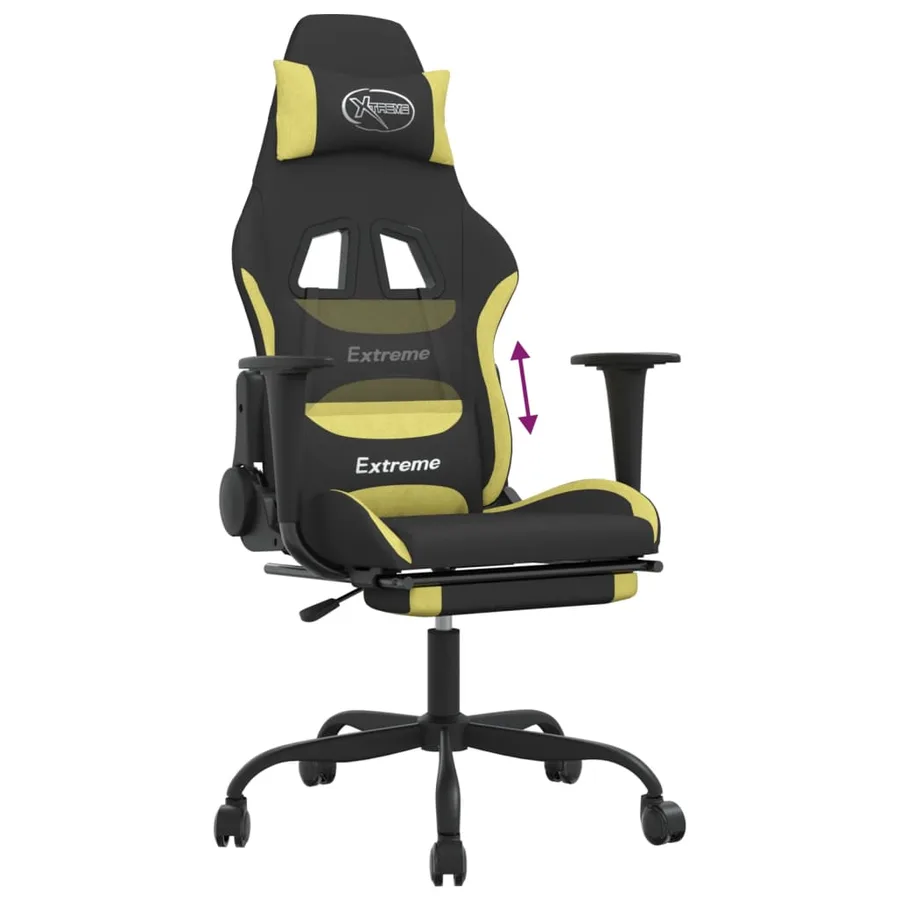 Chaise de jeu avec repose-pied Noir et vert clair - 8