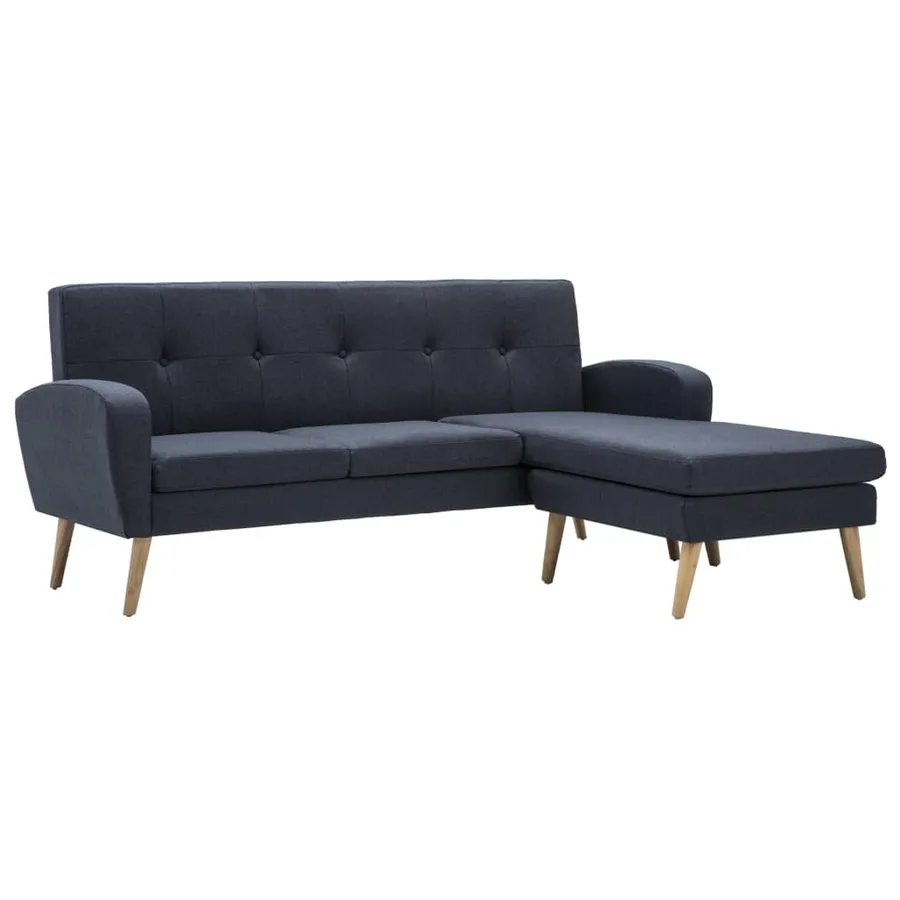 Canapé en forme de L revêtement en tissu gris foncé - 2