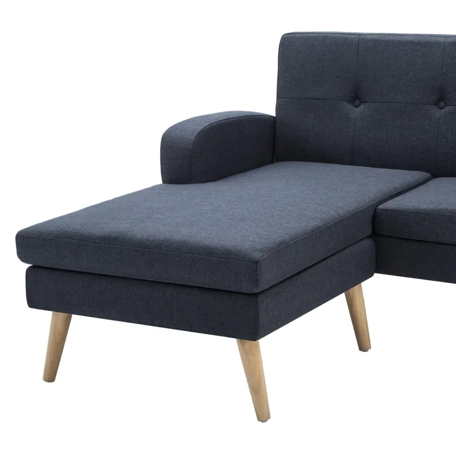 Canapé en forme de L revêtement en tissu gris foncé - 7