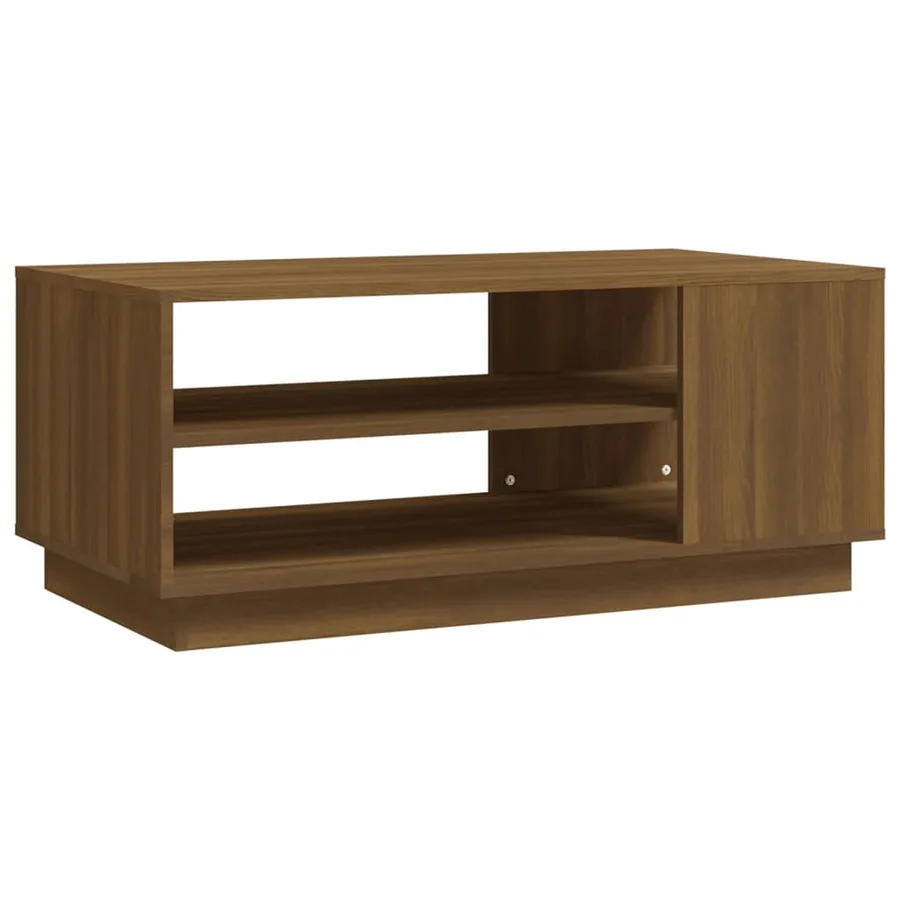 Table basse chêne marron 102x55x43 cm bois d'ingénierie - 2