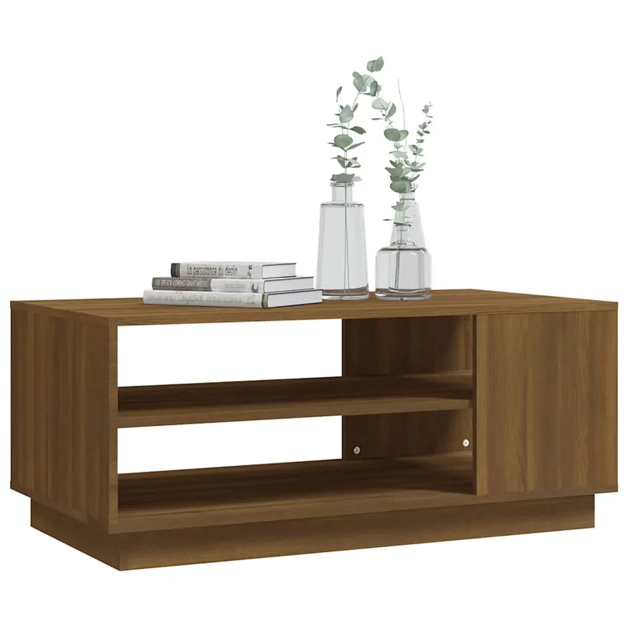 Table basse chêne marron 102x55x43 cm bois d'ingénierie - 6