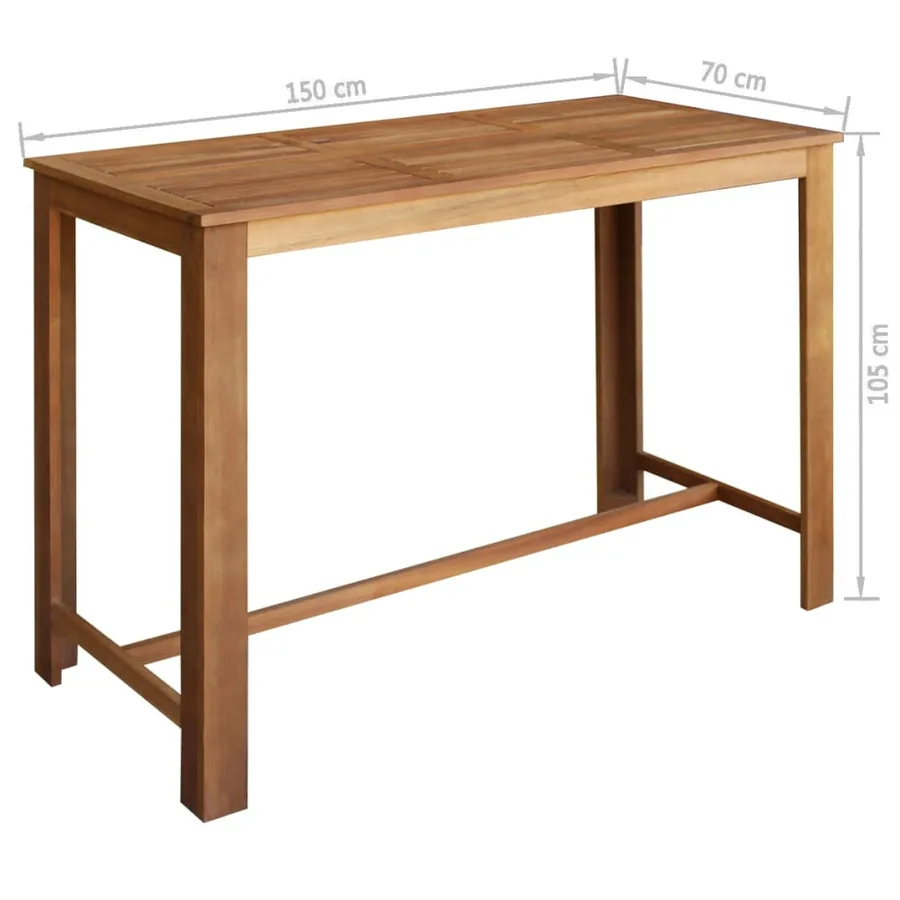 Table et chaises de bar 7 pcs Bois d'acacia massif - 5