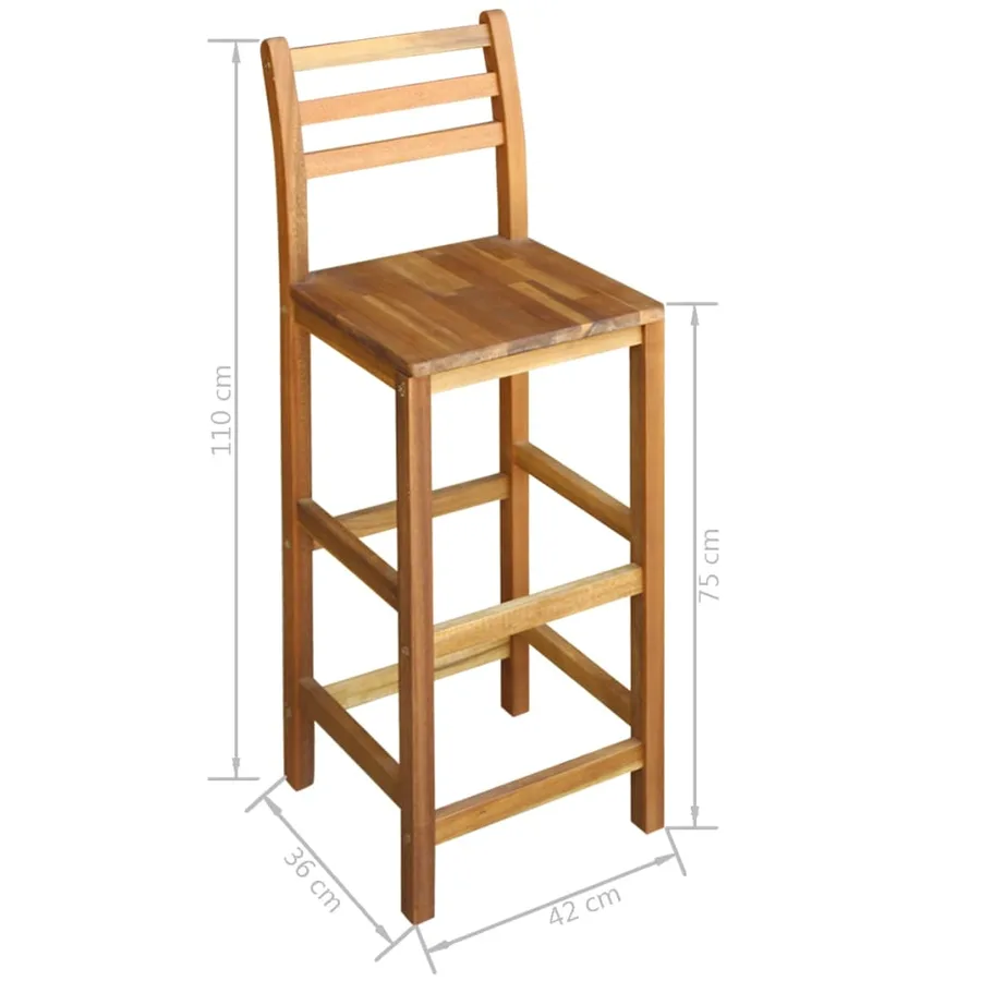 Table et chaises de bar 7 pcs Bois d'acacia massif - 6
