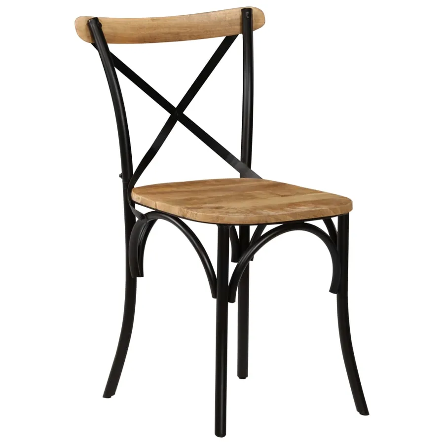 Chaises à dossier croisé lot de 2 noir bois de manguier solide - 12