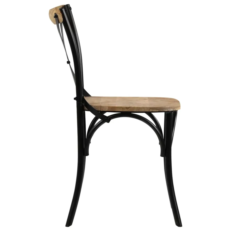 Chaises à dossier croisé lot de 2 noir bois de manguier solide - 5