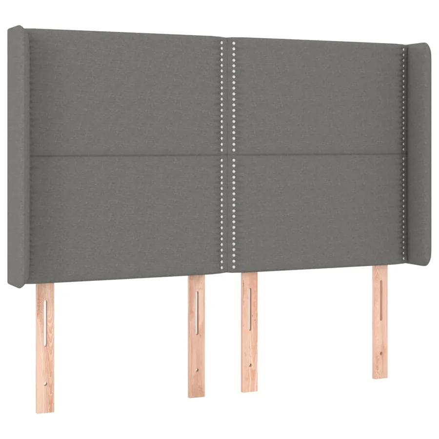 Sommier à lattes de lit matelas LED Gris foncé 140x190 cm Tissu - 7