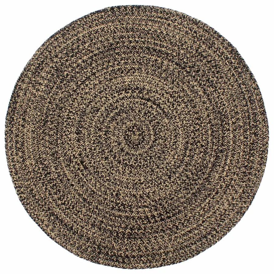 Tapis fait à la main Jute Noir et marron 180 cm