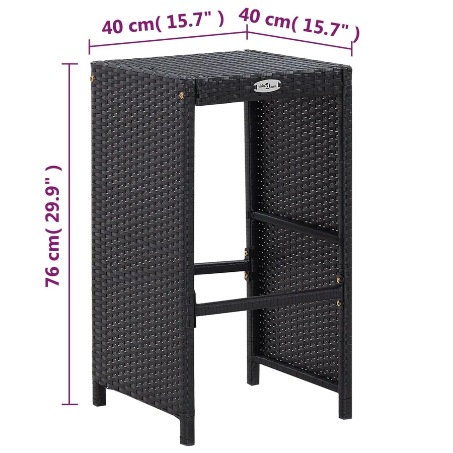 Ensemble de bar de jardin 7 pcs avec coussins poly rotin noir - 11