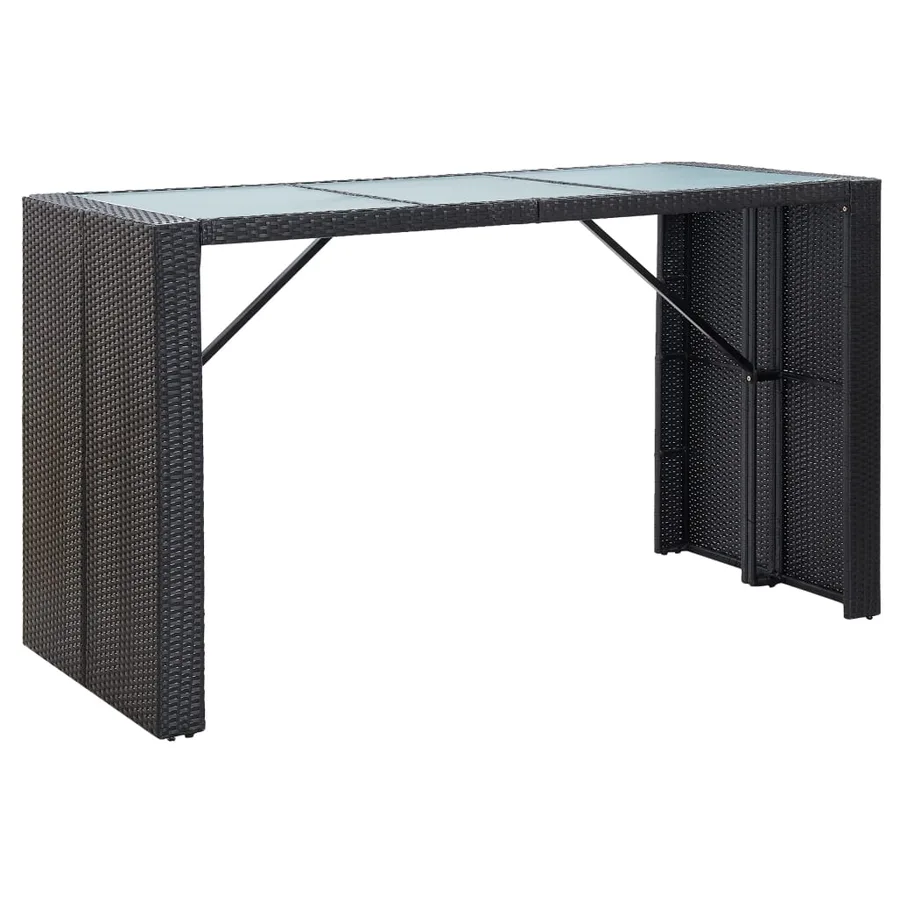 Ensemble de bar de jardin 7 pcs avec coussins poly rotin noir - 2