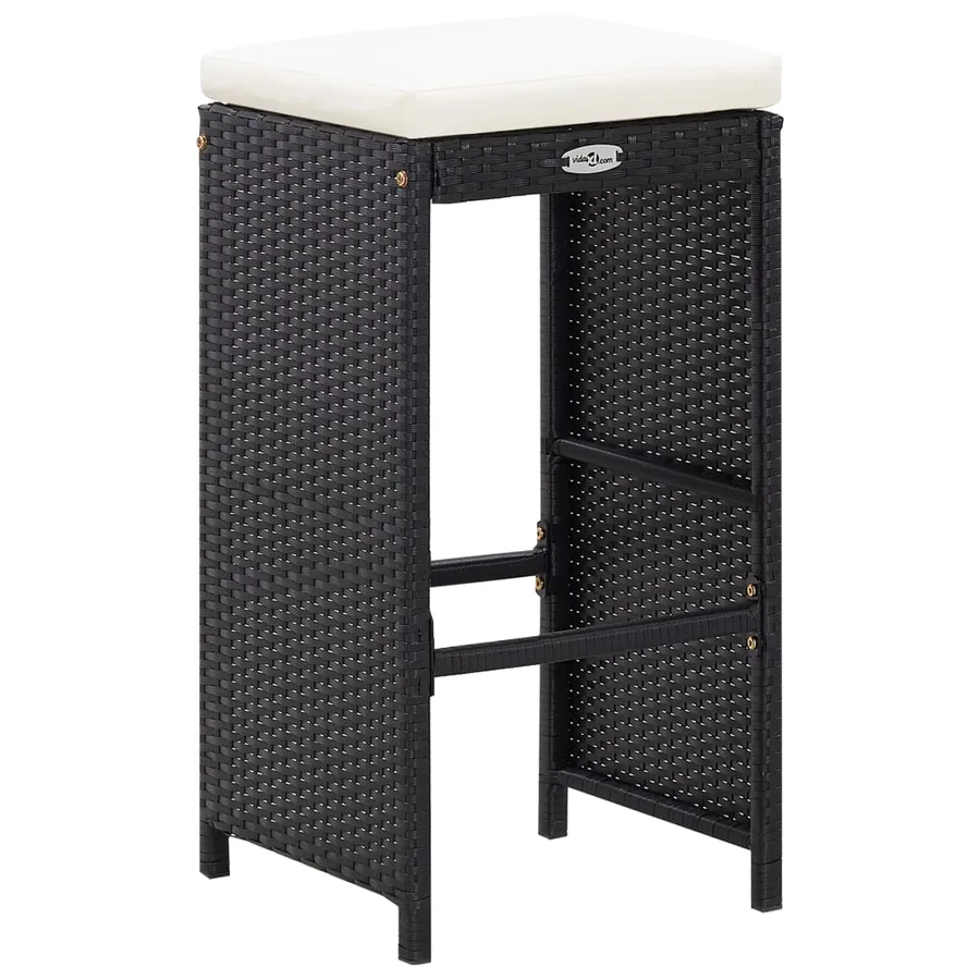 Ensemble de bar de jardin 7 pcs avec coussins poly rotin noir - 5