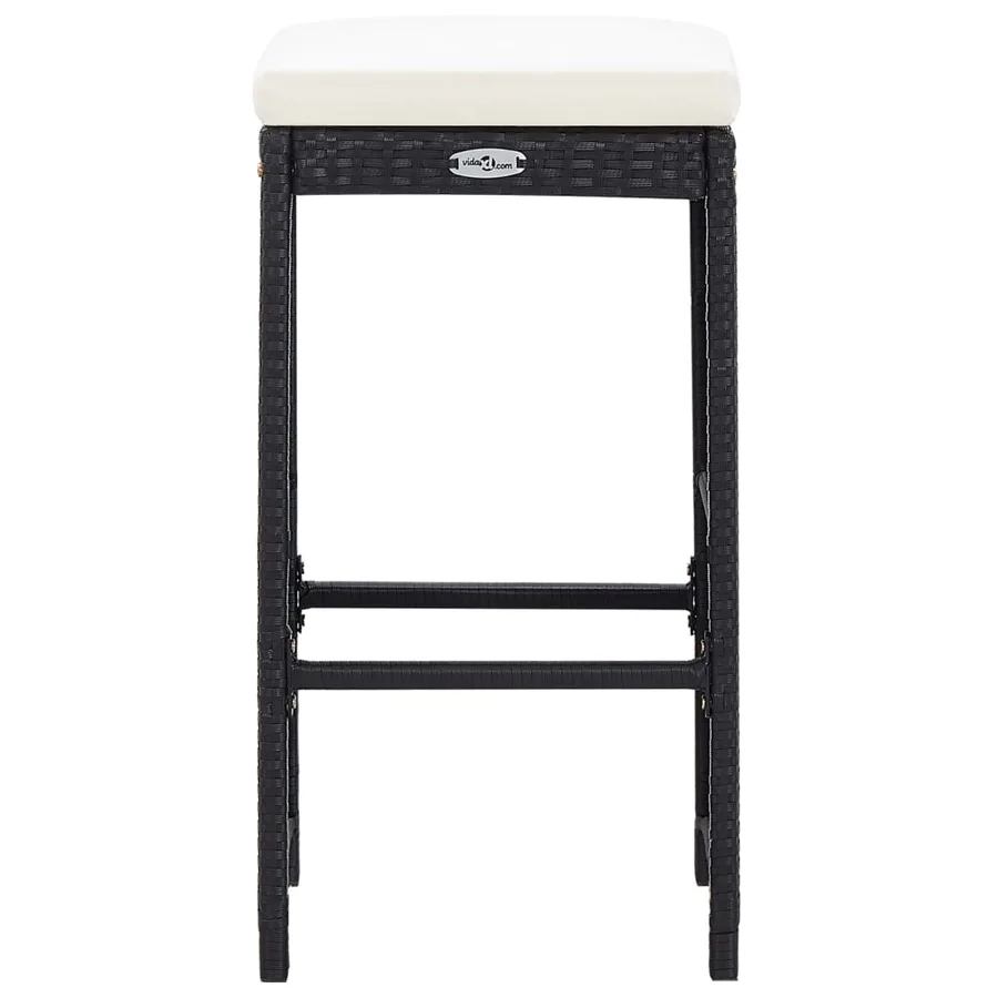 Ensemble de bar de jardin 7 pcs avec coussins poly rotin noir - 6