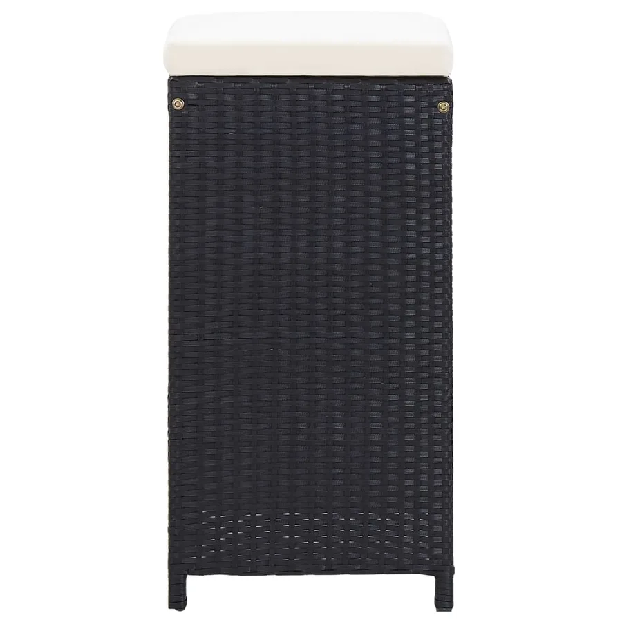 Ensemble de bar de jardin 7 pcs avec coussins poly rotin noir - 7