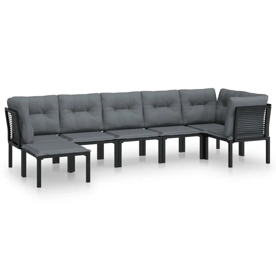 Salon de jardin 7 pcs noir et gris résine tressée - 2