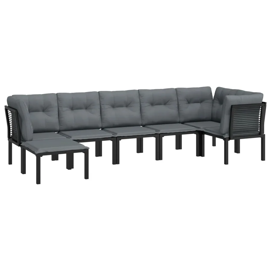 Salon de jardin 7 pcs noir et gris résine tressée - 3