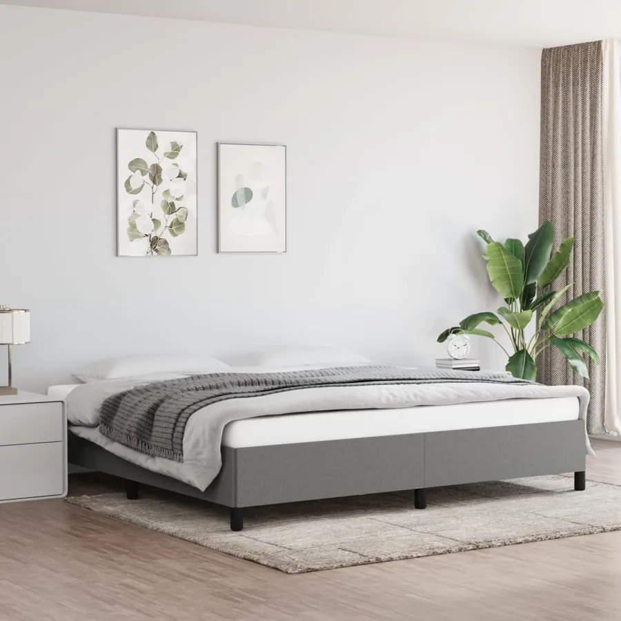 Cadre de lit sans matelas gris foncé 200x200 cm tissu