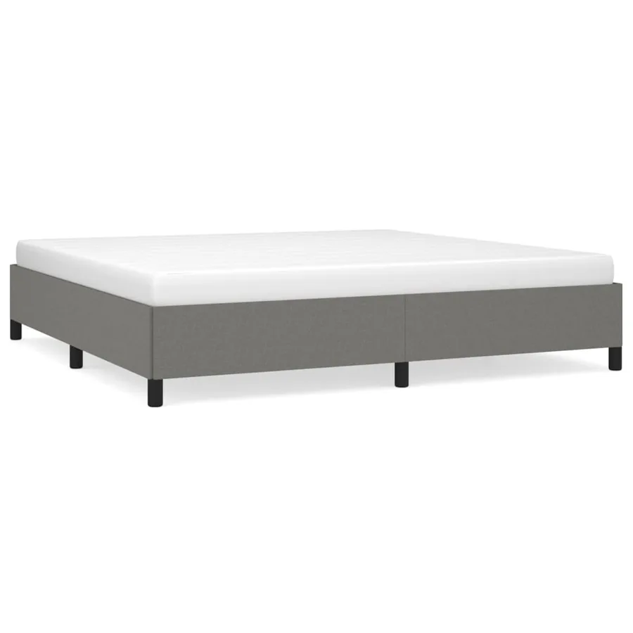 Cadre de lit sans matelas gris foncé 200x200 cm tissu - 2