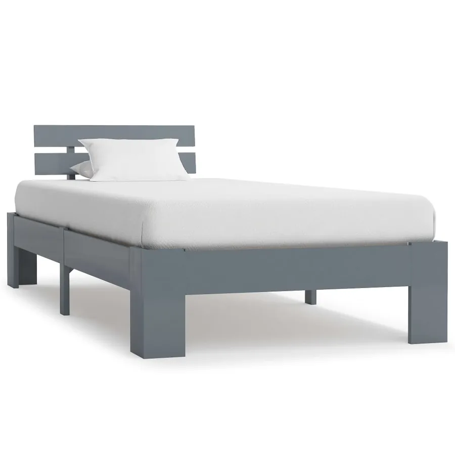Cadre de lit sans matelas gris bois de pin massif 90x200 cm