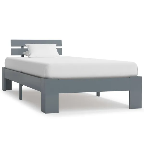 Cadre de lit sans matelas gris bois de pin massif 90x200 cm