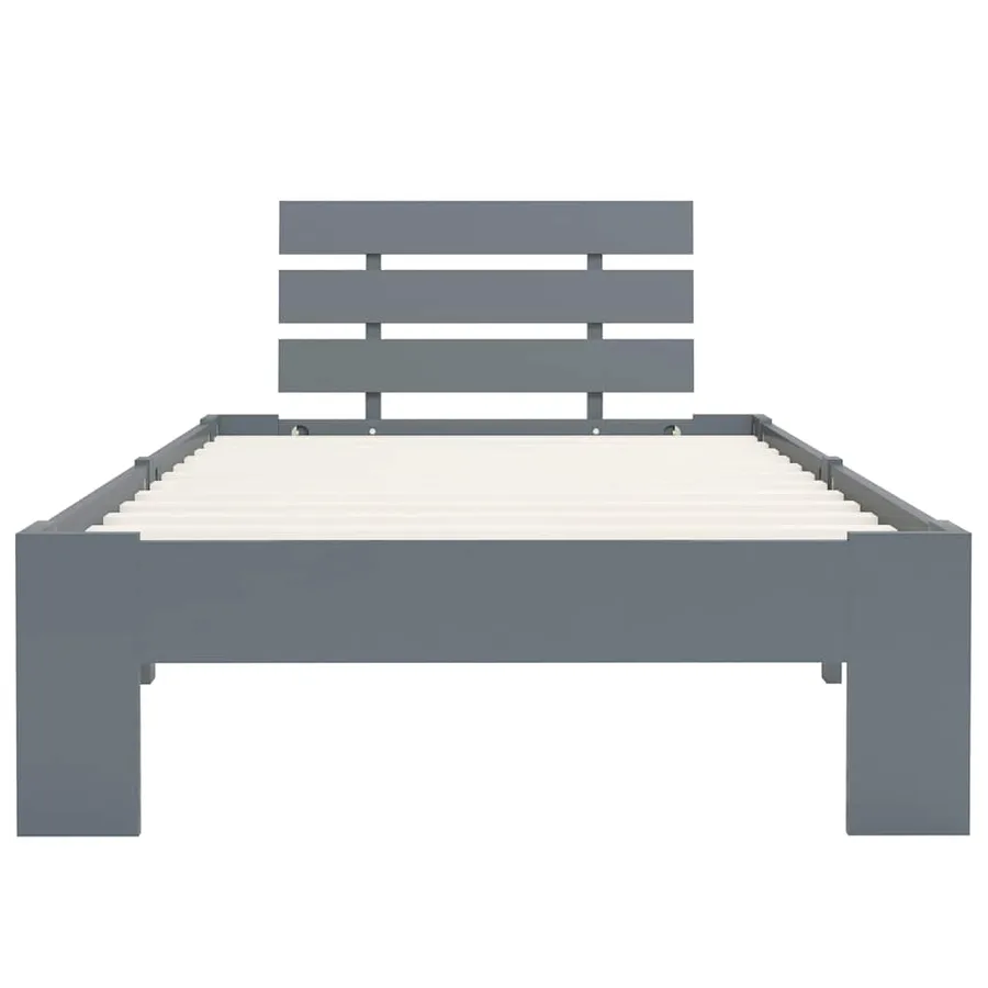 Cadre de lit sans matelas gris bois de pin massif 90x200 cm - 3