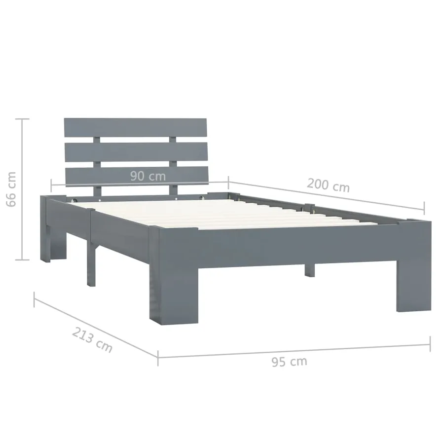 Cadre de lit sans matelas gris bois de pin massif 90x200 cm - 7