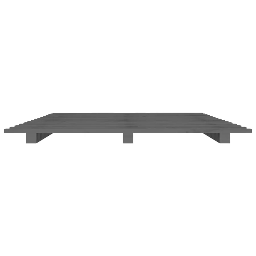 Cadre de lit sans matelas gris 90x200 cm bois de pin massif - 5