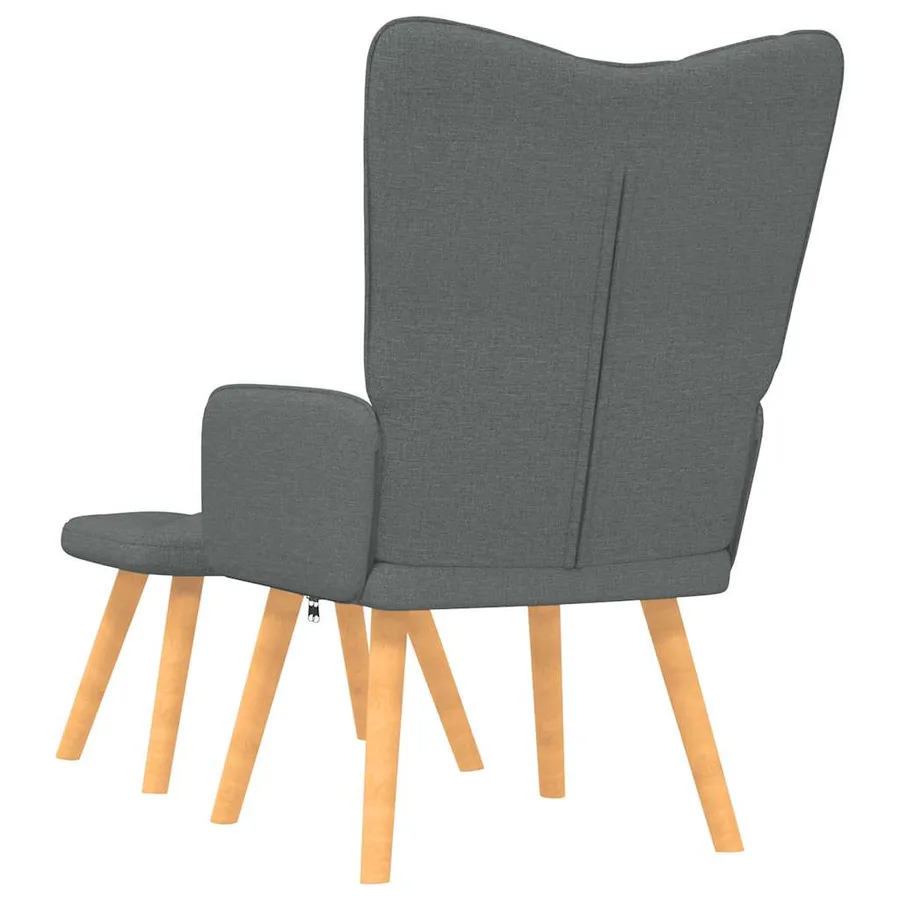 Chaise de relaxation avec tabouret Gris foncé Tissu - 4
