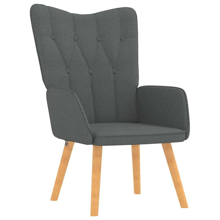 Chaise de relaxation avec tabouret Gris foncé Tissu - 5