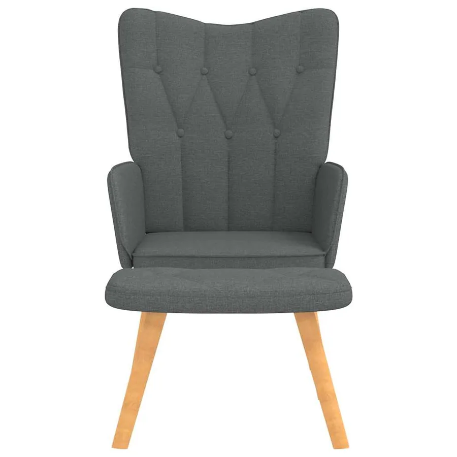 Chaise de relaxation avec tabouret Gris foncé Tissu - 8