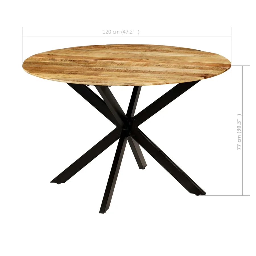 Table à manger Bois de manguier brut massif et acier 120x77 cm - 11