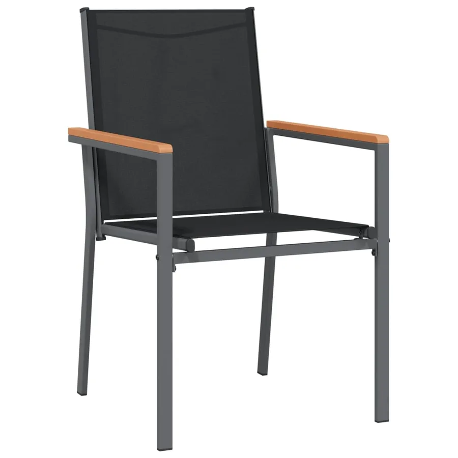 Ensemble à manger de jardin 5 pcs noir textilène et acier - 5