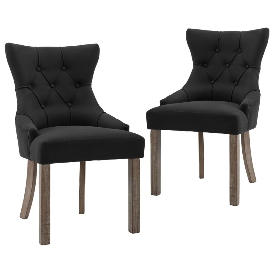 Chaises à manger lot de 2 noir tissu - 2