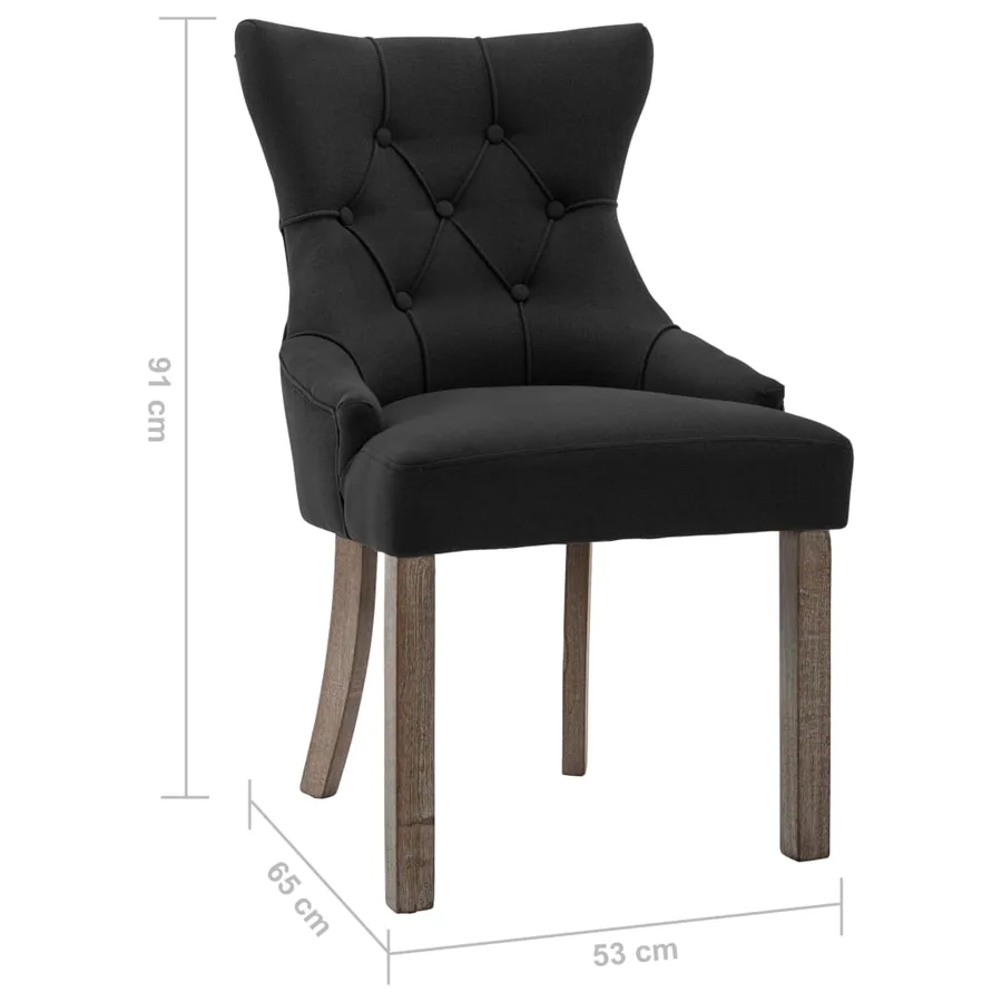 Chaises à manger lot de 2 noir tissu - 8