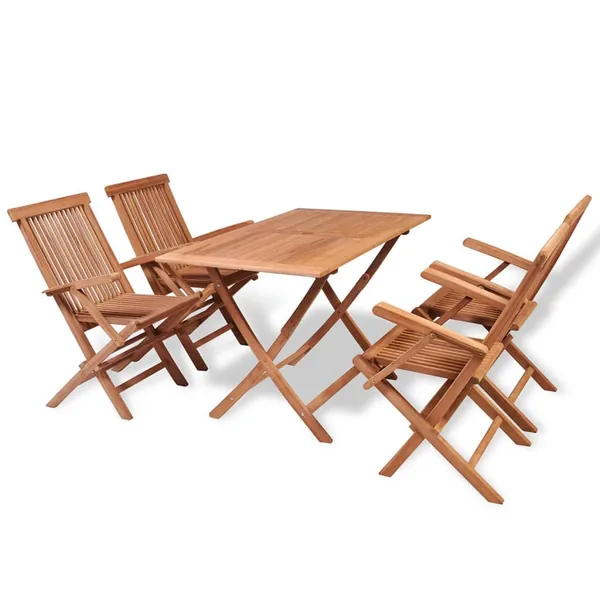 Ensemble à manger de jardin 5 pcs Bois de teck massif