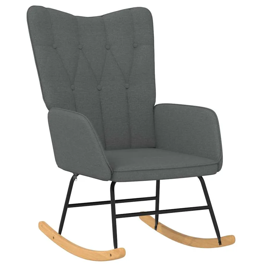 Chaise à bascule Gris foncé Tissu - 2