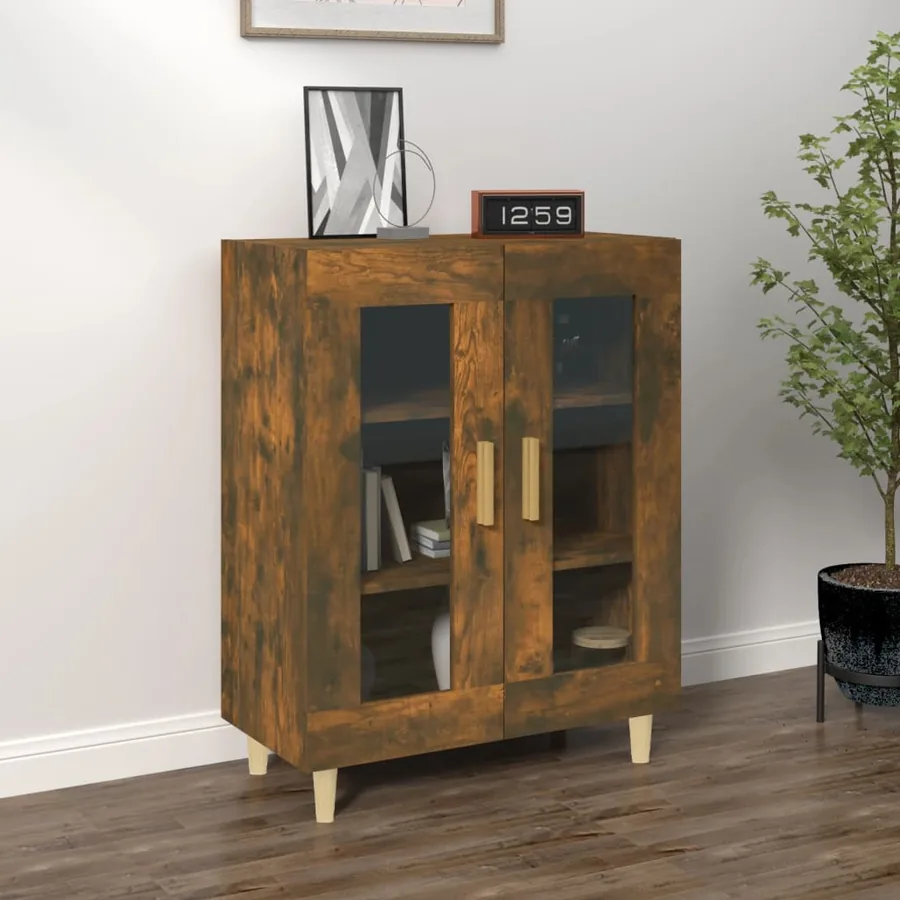 Buffet chêne fumé 69,5x34x90 cm bois d'ingénierie