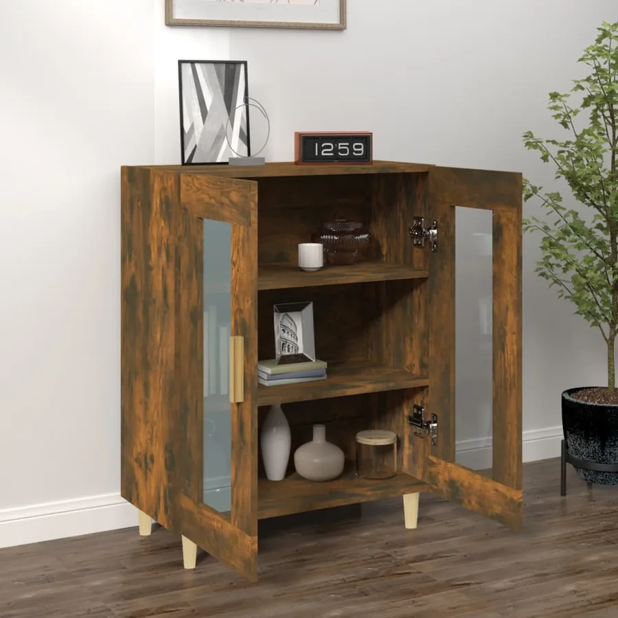 Buffet chêne fumé 69,5x34x90 cm bois d'ingénierie - 3