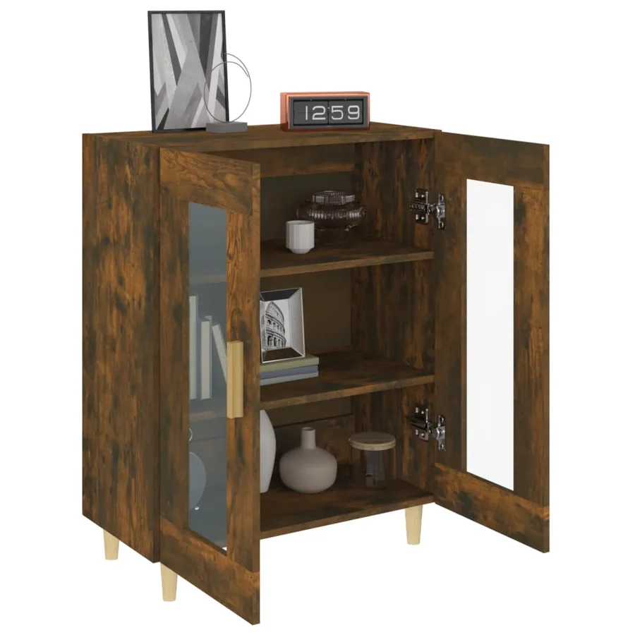 Buffet chêne fumé 69,5x34x90 cm bois d'ingénierie - 4