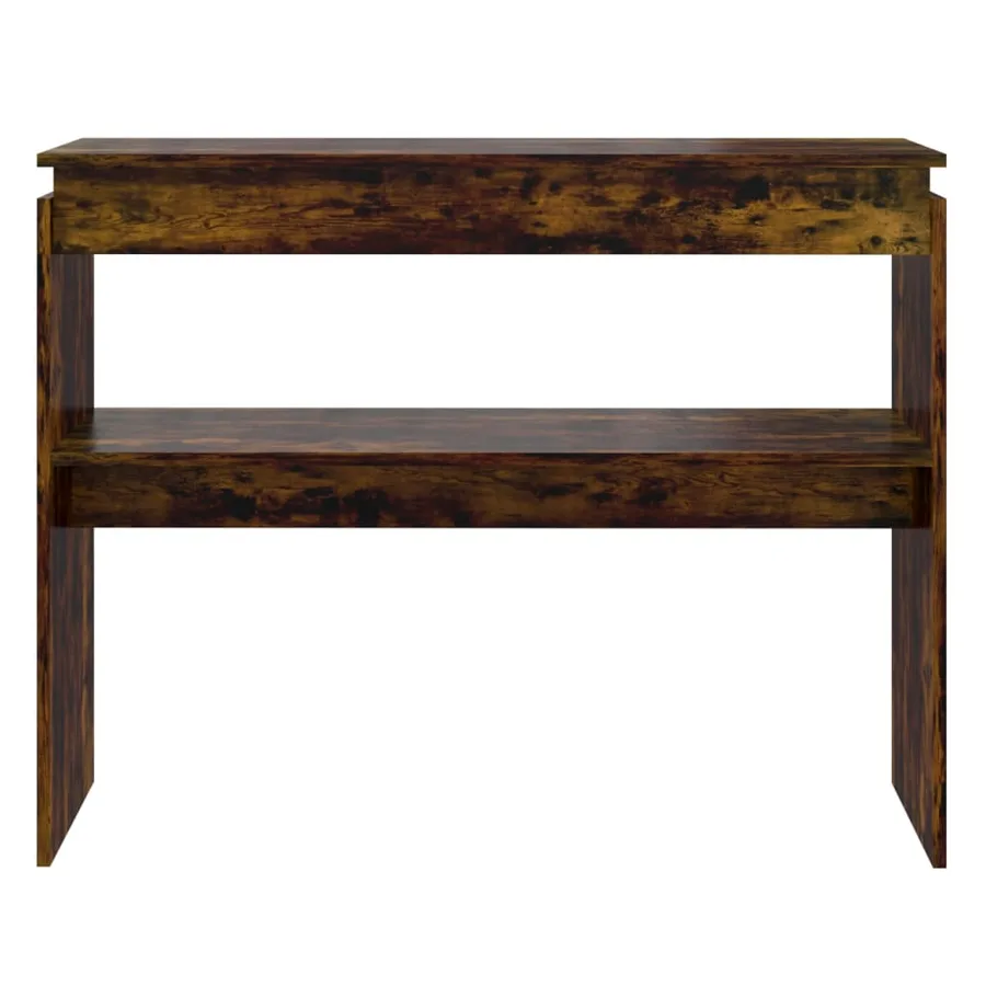 Table console Chêne fumé 102x30x80 cm Bois d'ingénierie - 3