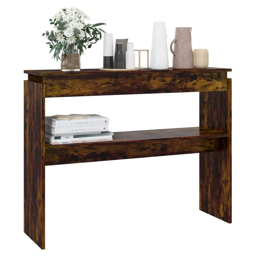 Table console Chêne fumé 102x30x80 cm Bois d'ingénierie - 5